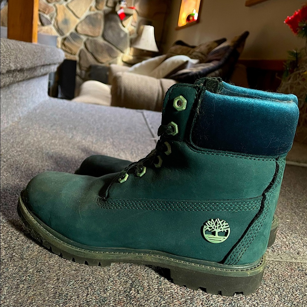 Timberland Boots; Emerald Green Velvet